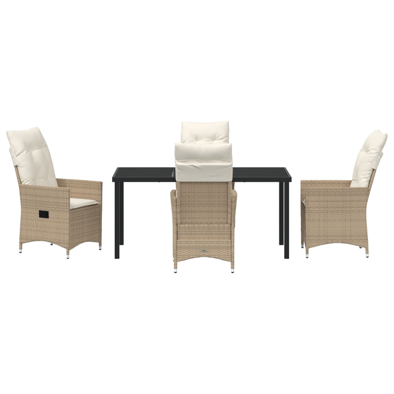 5-teiliges Garten-Dining-Set mit Kissen Beige Poly-Rattan