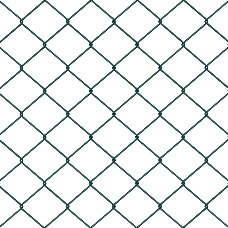 Kettengliedzaun mit 10 U-Pfosten Grün 1x10 m Stahl