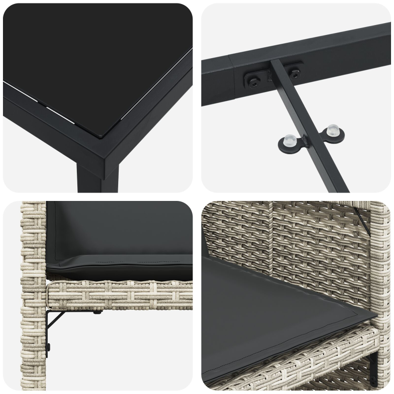 5-teiliges Garten-Esszimmer-Set mit Kissen Hellgrau Poly Rattan