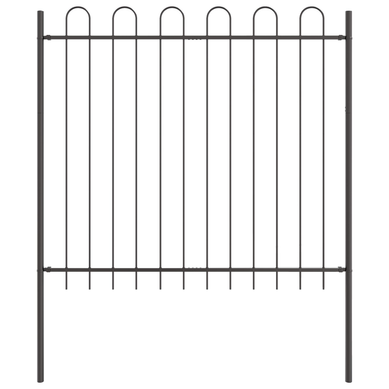 Gartenzaun mit Bogenoberkante Grau 8,5x1,5 m aus Stahl