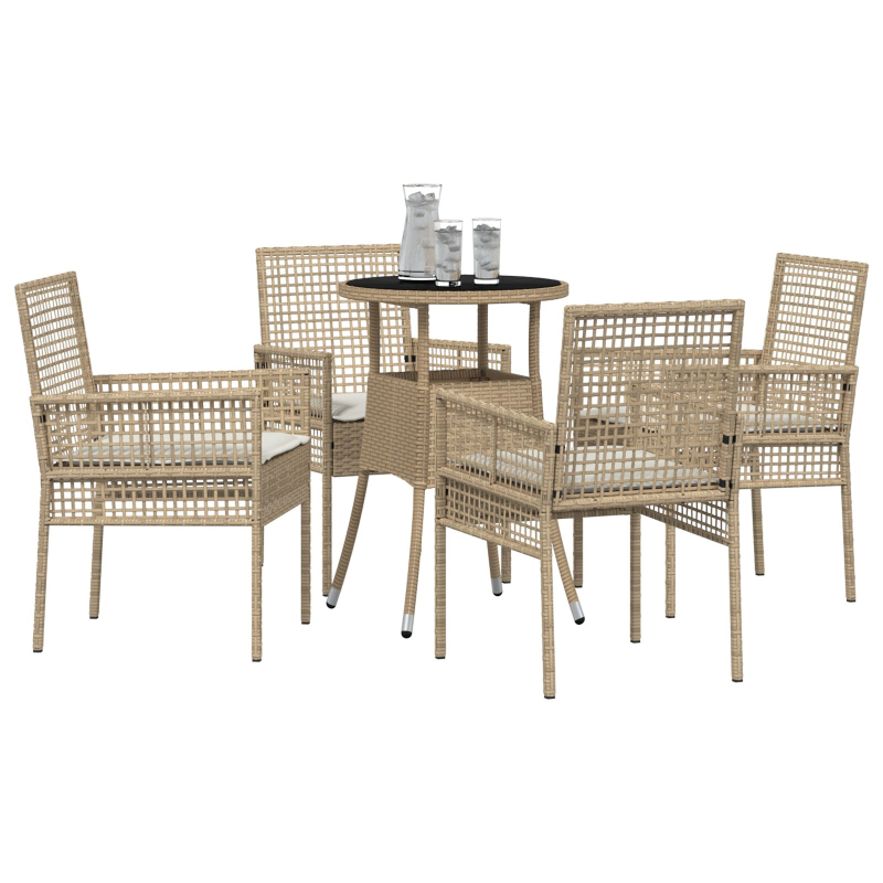 5-teiliges Garten Essset Beige Poly Rattan