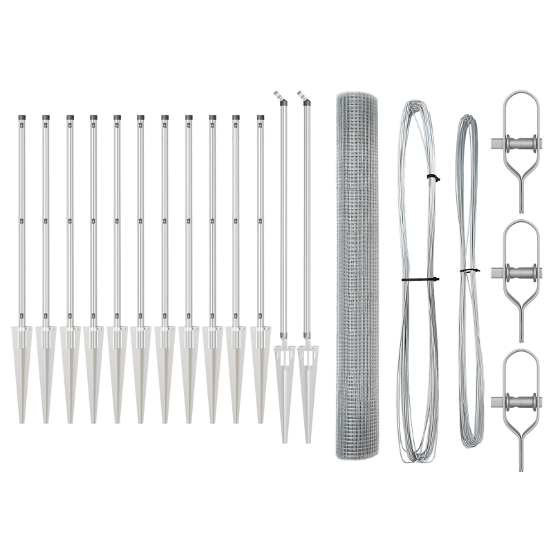 Geschweißter Drahtzaun mit 13 Spitzposten 1.2x25 m Feuerverzinkter Stahl