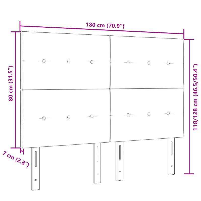 Kopfteil mit Knopfheftung Blau 180 cm Stoff