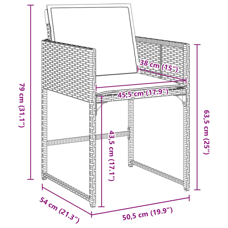 5 Teile Garten Essgruppe mit Kissen Beige Poly Rattan