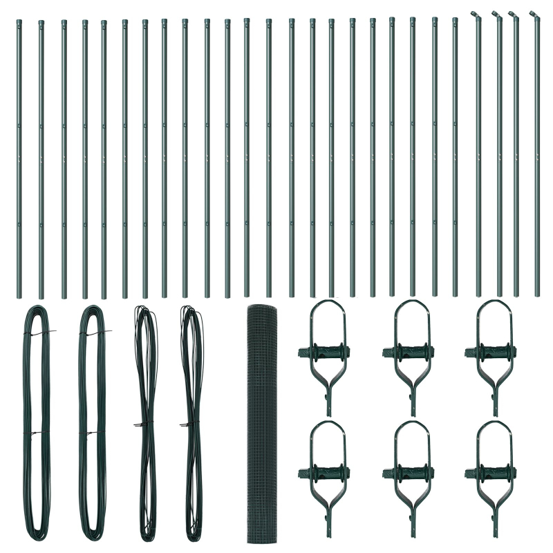 Geschweißter Drahtzaun mit 13 Pfosten Grün 1x50 m Stahl