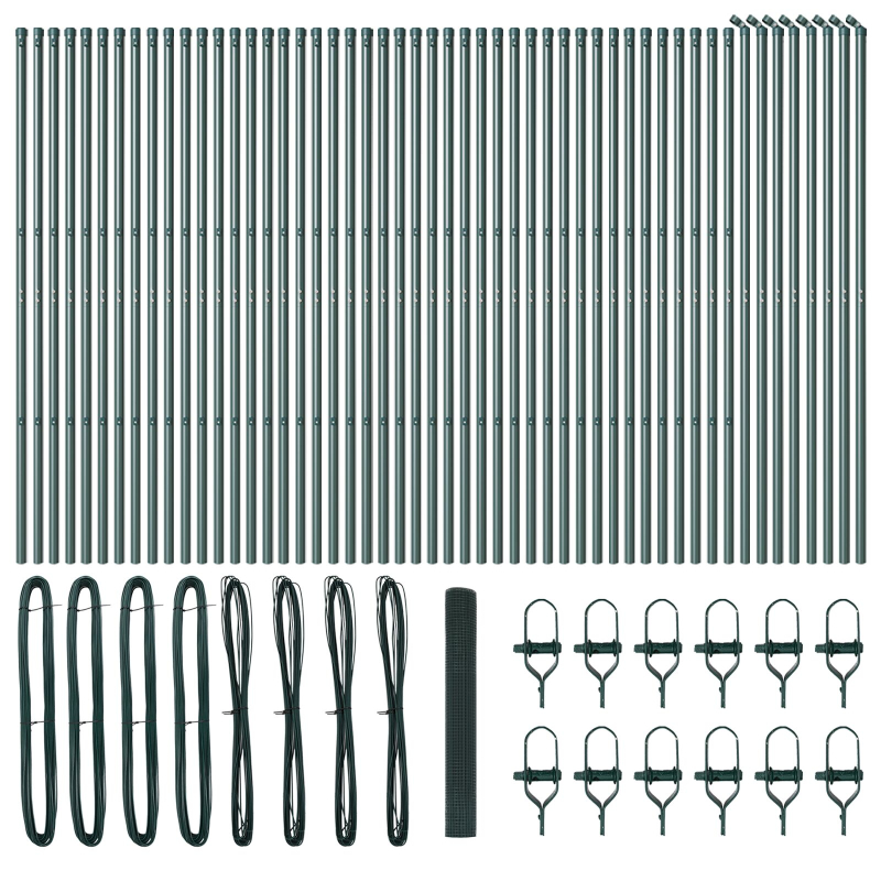 geschweißter Drahtzaun mit 13 Pfosten Grün 1x100 m Stahl