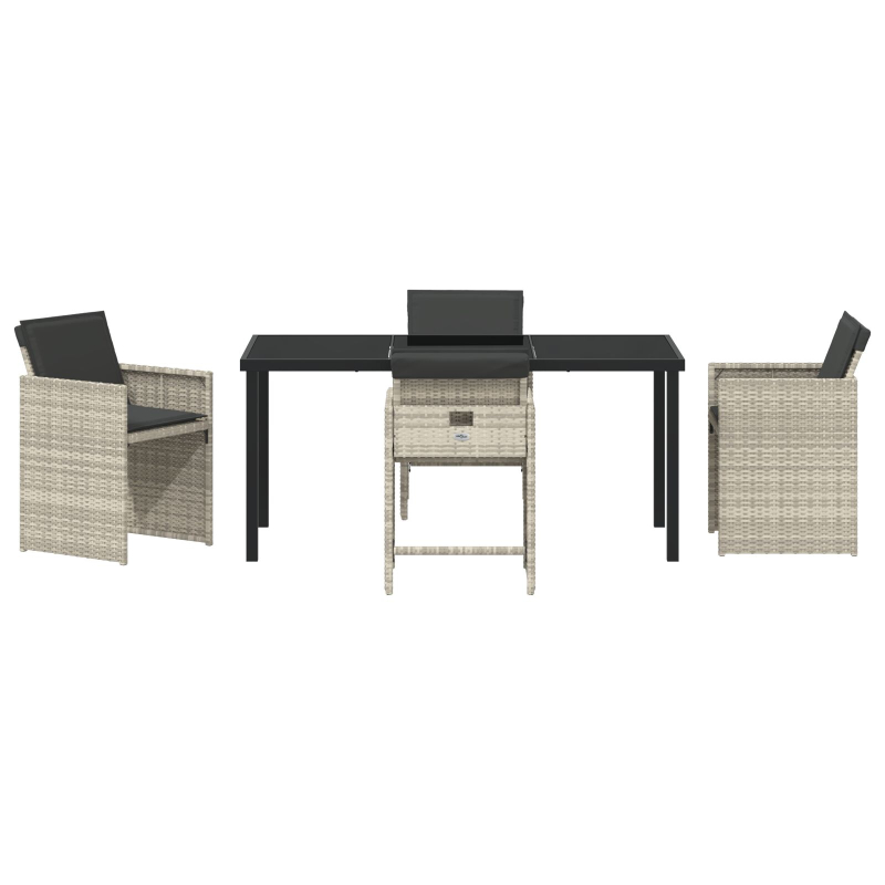 5-teiliges Garten-Esszimmer-Set mit Kissen Hellgrau Poly Rattan