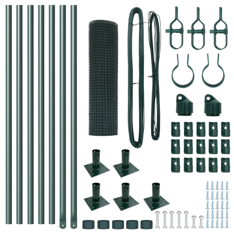 Metallzaunset Set von 2 Grün Metall 10 m Langlebig