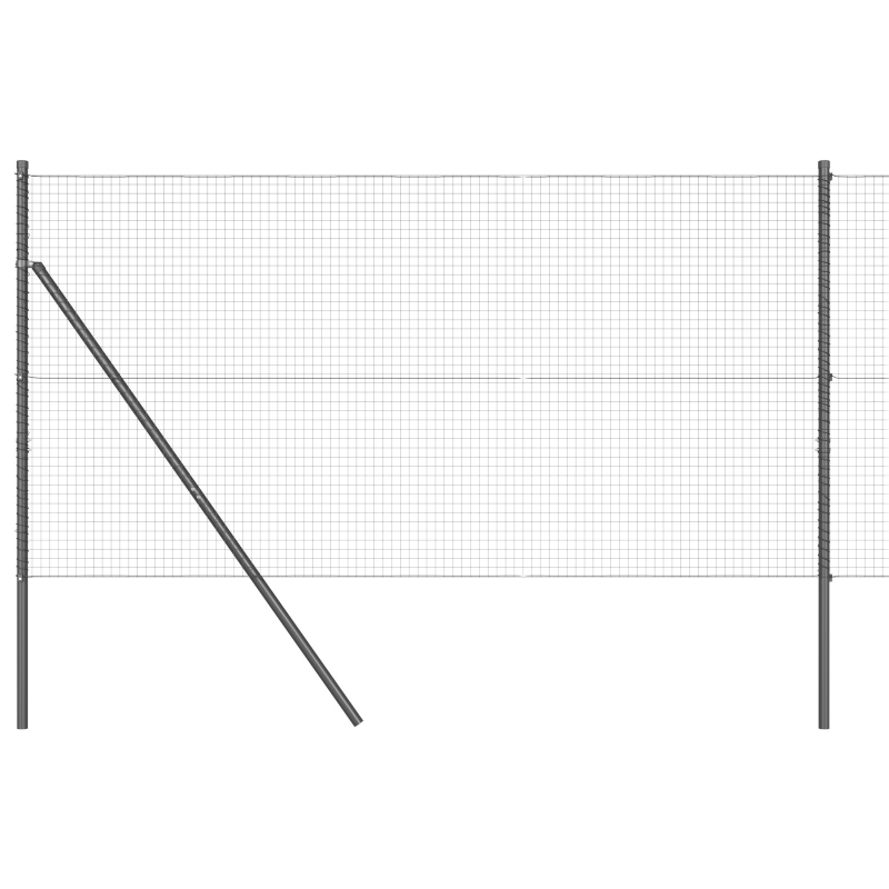 Geschweißter Drahtzaun mit 13 Pfosten Grau 1x50 m Stahl