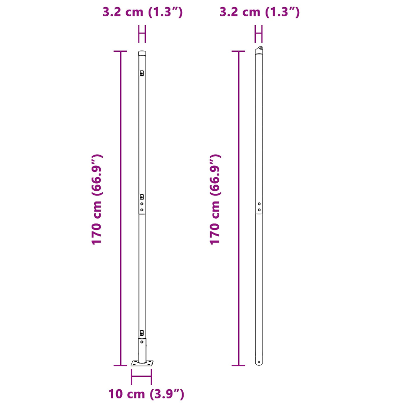 Zaunpfosten Set aus 52 Grau Beton 3,2 x 3,2 x 88,5 cm Langlebig
