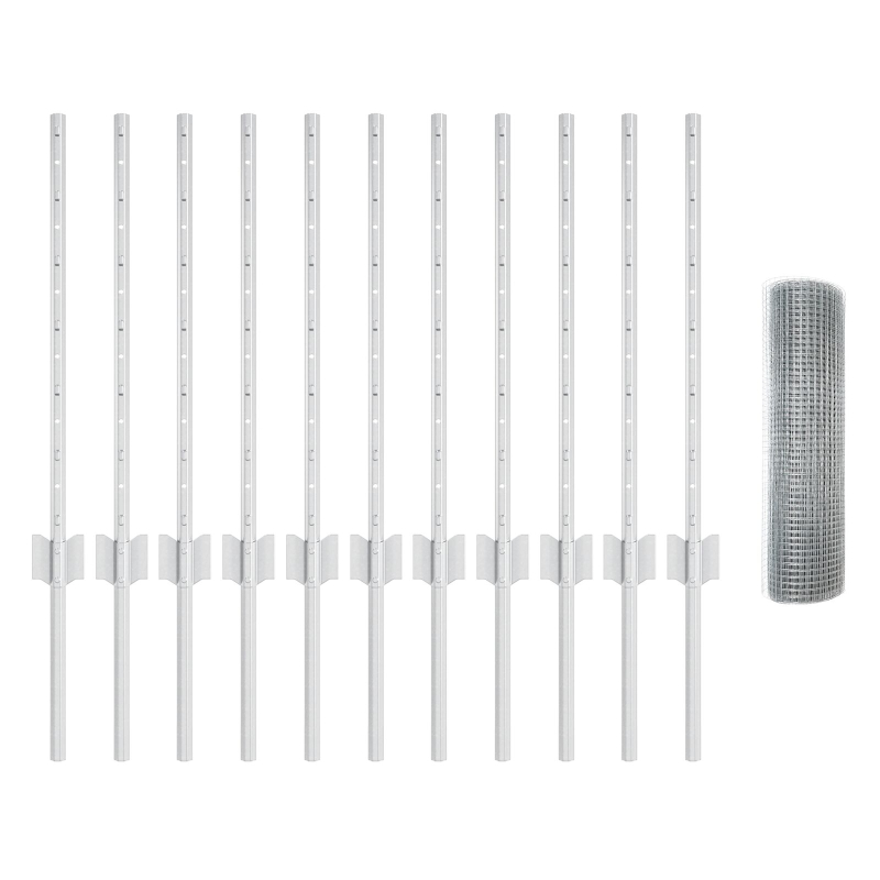 Gartenzaunset Set aus 2 Galvanisierter Stahl 25 x 0,5 m Langlebig