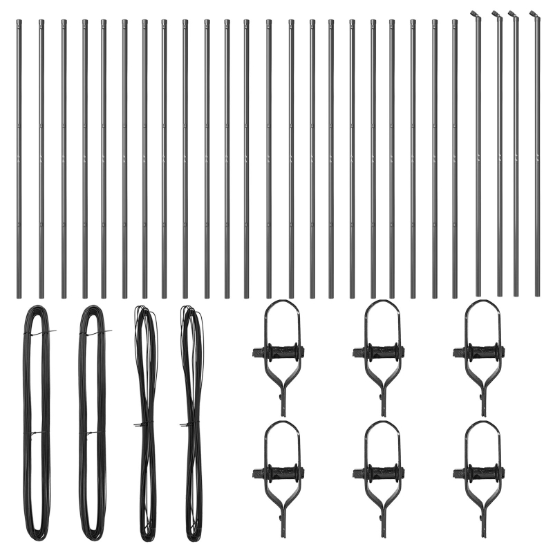 Zaunpfosten 26 Stück Grau Ø32 mm 150 cm Galvanisierter Stahl