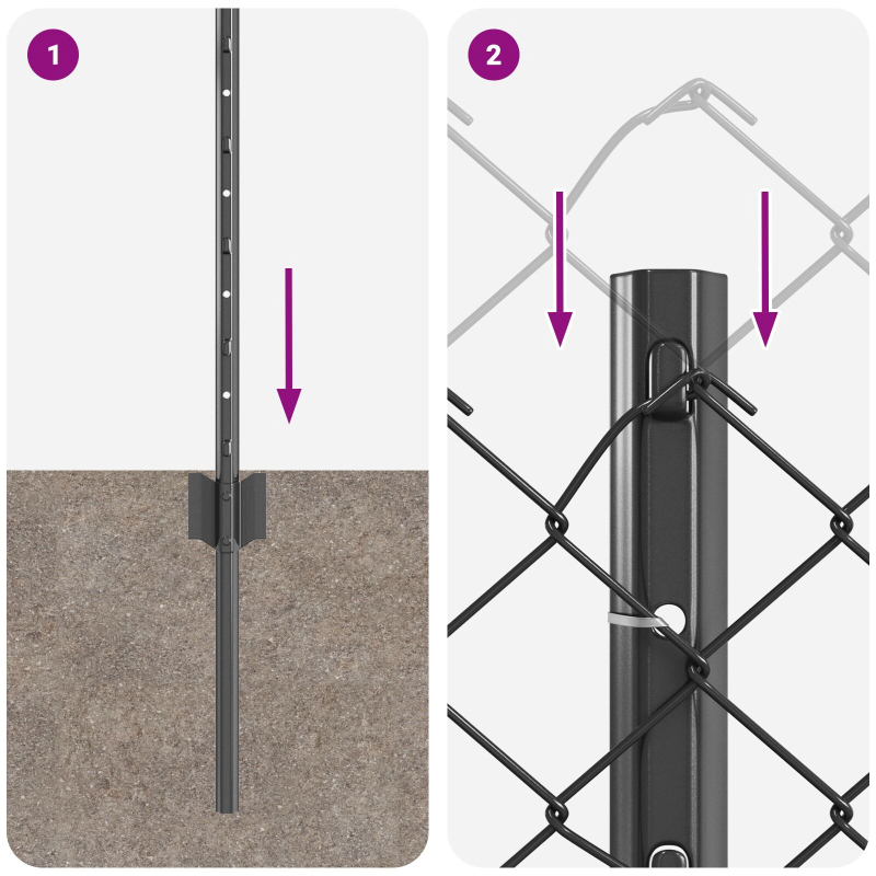 Drahtzaun mit 10 U-Pfosten Grau 0,6x10 m Stahl