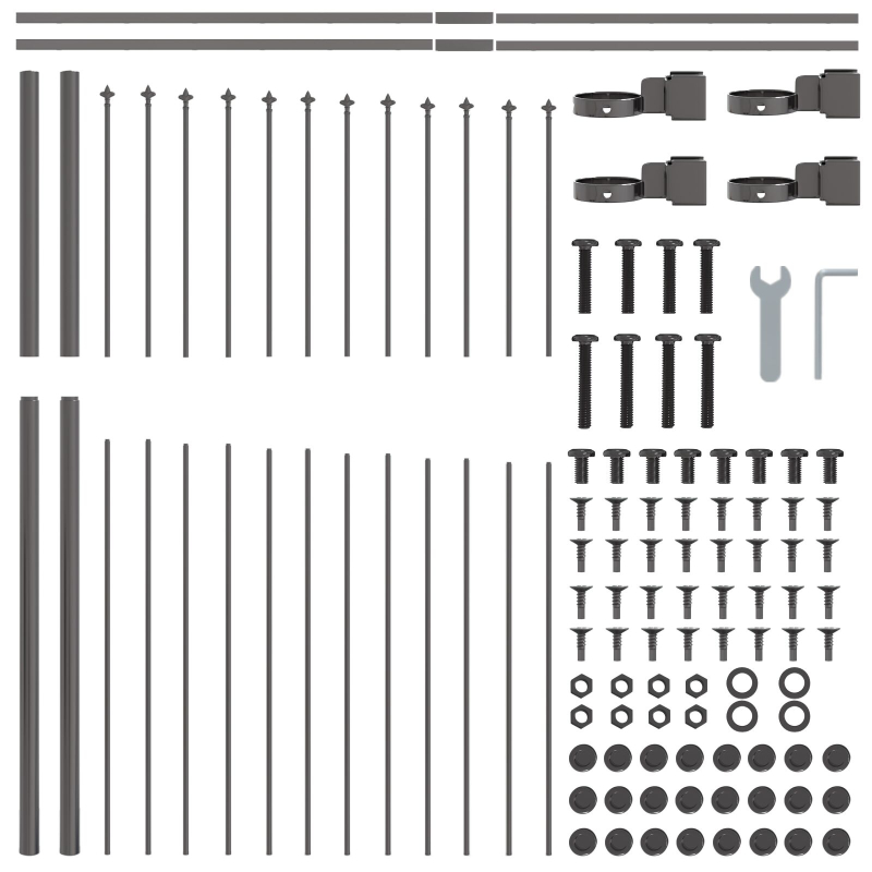 Gartenzaun mit Bogen oben Grau 3,4x1,5 m Stahl