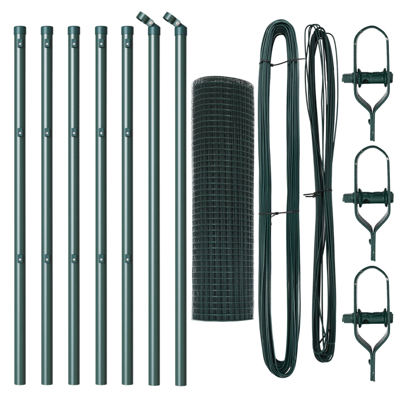 Geschweißter Drahtzaun mit 7 Pfosten Grün 0.8x10 m Stahl
