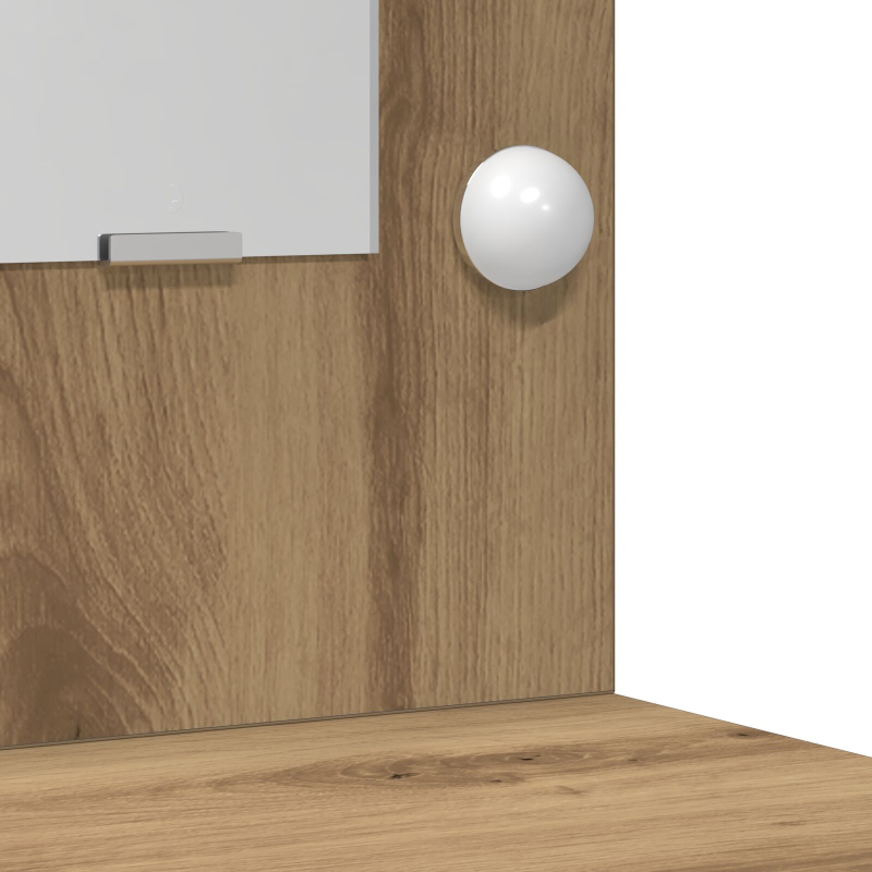 3-teiliges Schminktisch-Set aus Kunstleder mit Artisan-Eiche