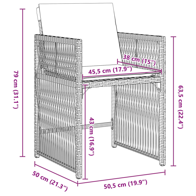 5-teiliges Garten-Esszimmer mit Kissen Schwarz Poly-Rattan