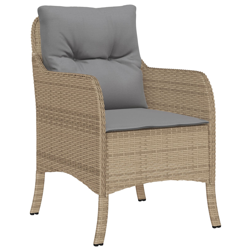 7-teiliges Gartenessenset mit Kissen in Beige Poly-Rattan
