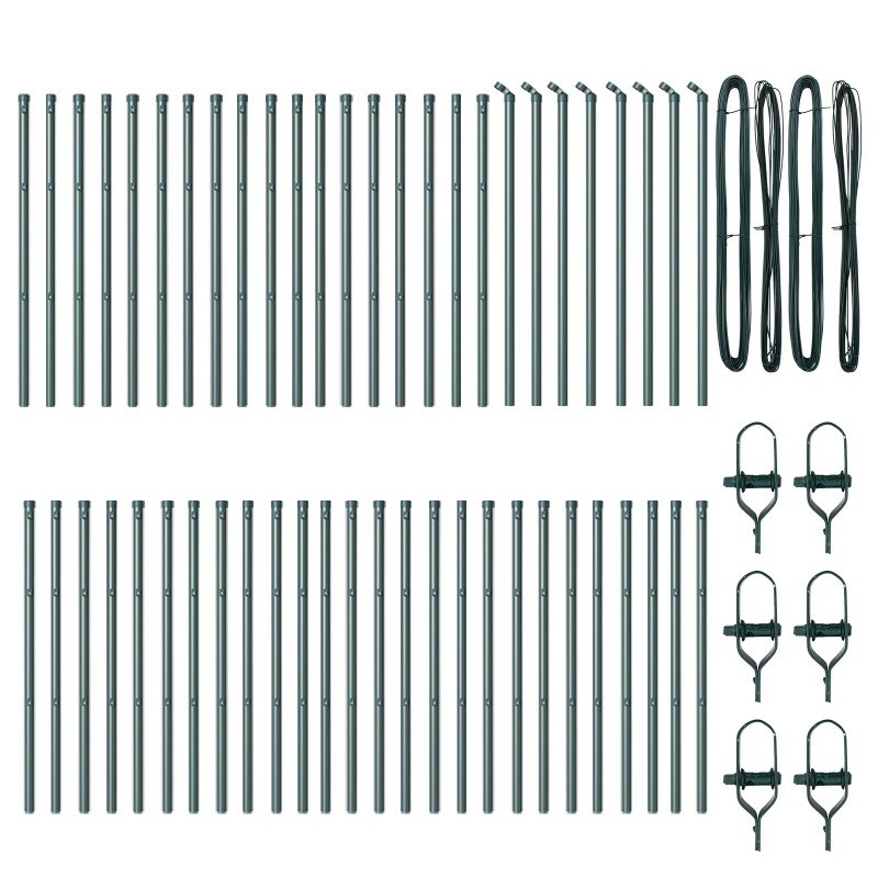 Zaunpfosten 52 Stück Grün Ø32 mm 80 cm Galvanisiertes Stahl
