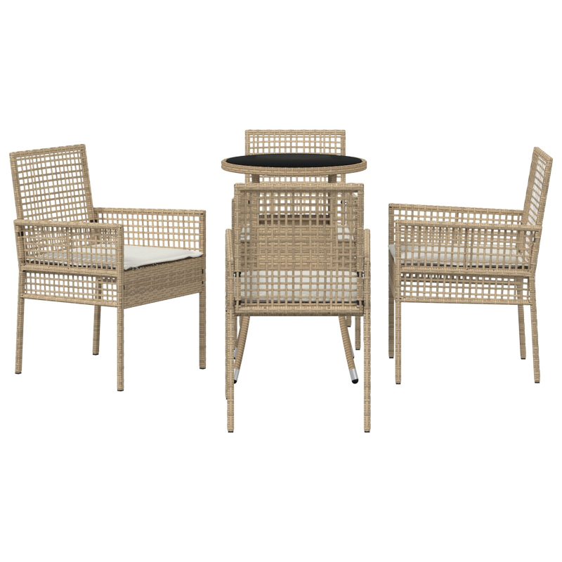5-teiliges Garten Essset Beige Poly Rattan