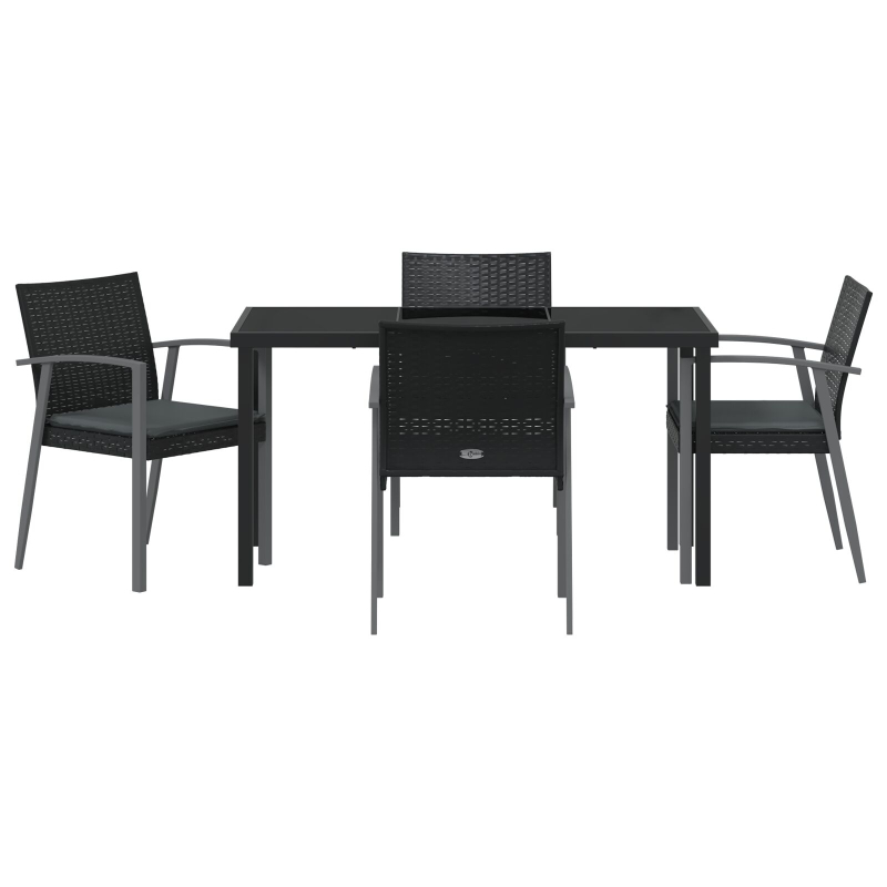 Set aus 3 Schwarz PE-Rattan, Stahl 56,5x57x83 cm Langlebig