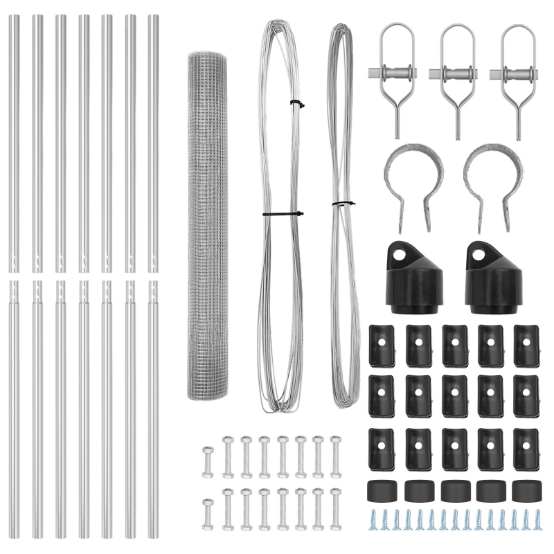 Drahtzaun mit 7 Posten 1,2x10 m Verzinkter Stahl