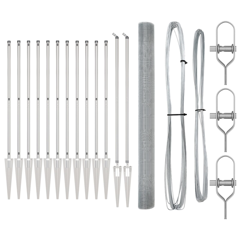 Schweißdrahtzaun mit 13 Spike-Pfosten 1.6x25 m aus verzinktem Stahl