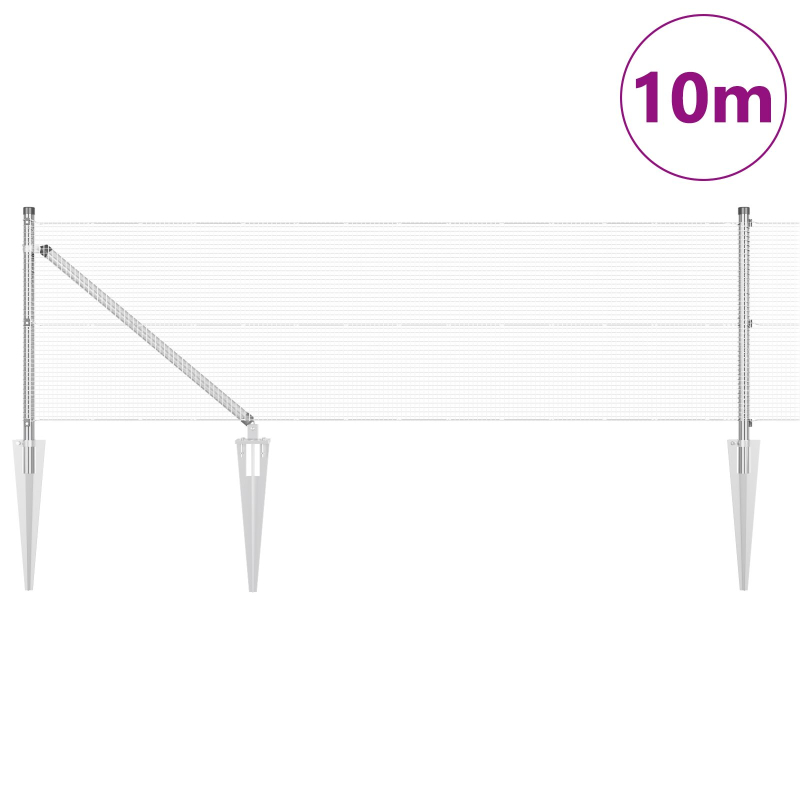 Zaunpfosten-Set Set aus 2 Verzinkter Stahl 10 x 0,5 m Langlebig