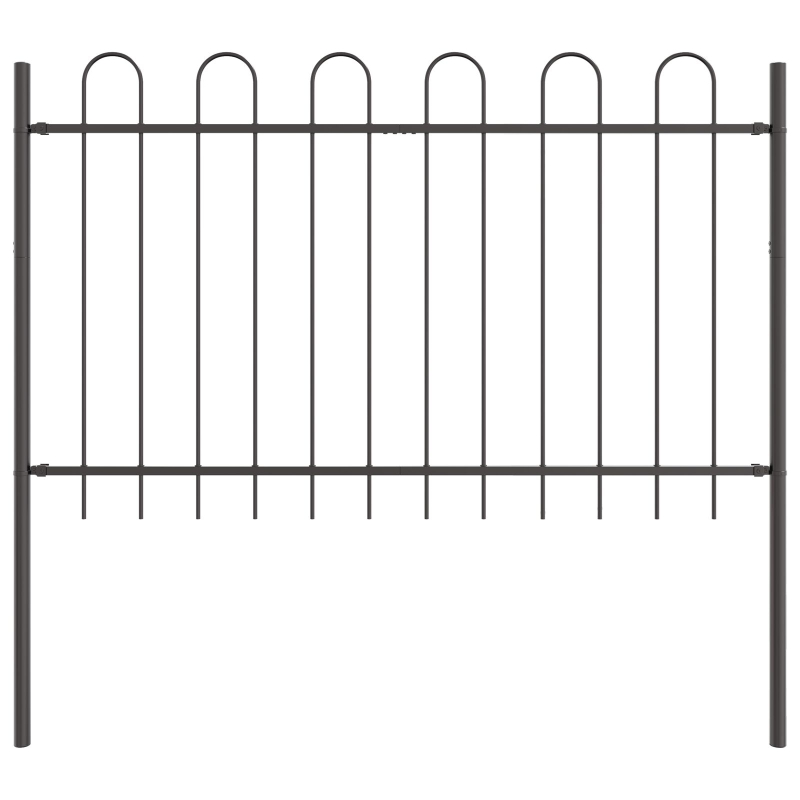 Grauer Gartenzaun mit Rundoberkante 8,5x0,8 m aus Stahl