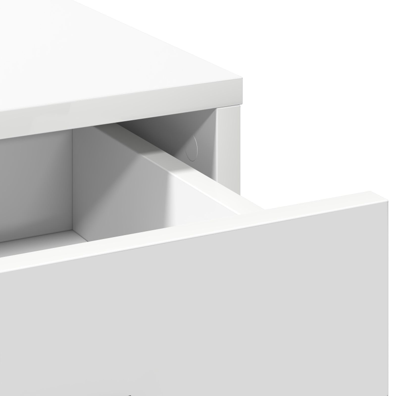 3-teiliges Frisiertisch-Set mit LED in weißem Holzwerkstoff