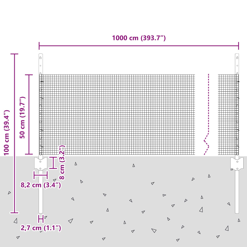Gartenzaun Set Set aus 2 Verzinkter Stahl 10 x 0,5 m Robust