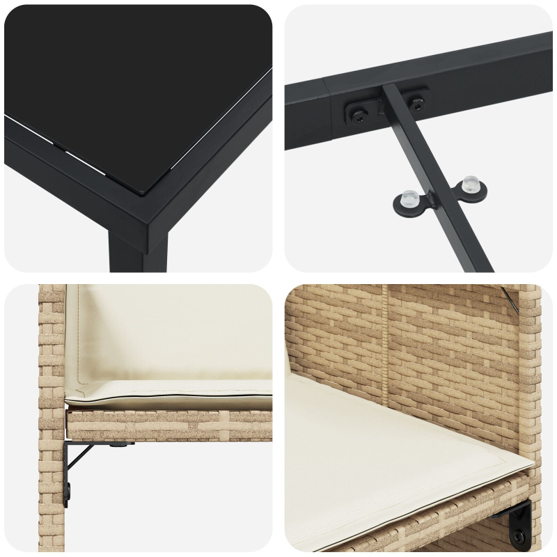 5-teiliges Garten-Essstuhlset mit Kissen Beige Poly-Rattan