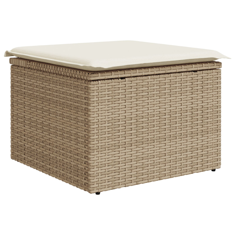 7-teiliges Garten-Esszimmer-Set mit Kissen, Beige Poly Rattan Akazie