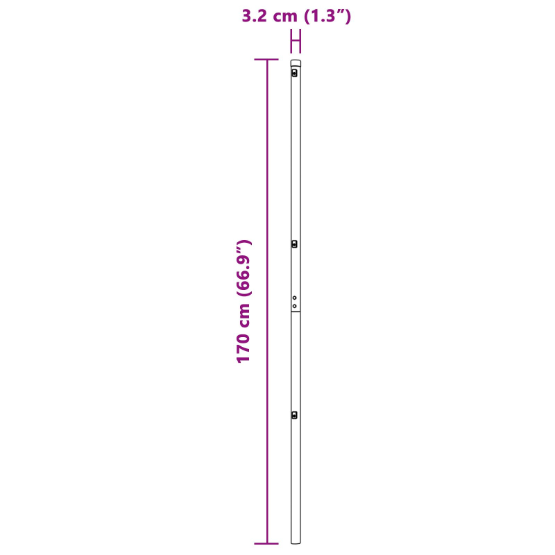 Zaunpfosten 26 Stück Grau Ø32 mm 170 cm Galvanisiertes Stahl