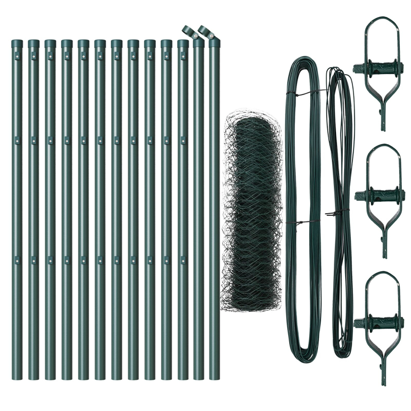 Zaunset Set aus 2 Waldgrün Pulverbeschichteter Stahl 25 x 0,5 m