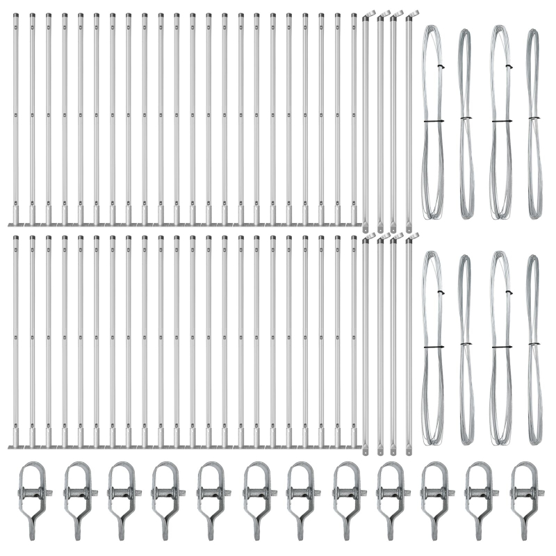 Zaunpfosten Set mit 52 Verzinkter Stahl 3,2 x 3,2 x 90 cm Robust