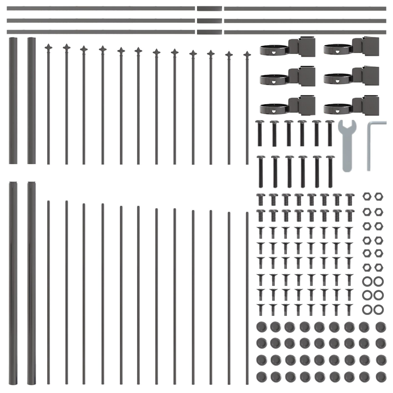 Gartenzaun mit Bogenoberteil Grau 11,9 x 1,75 m aus Stahl