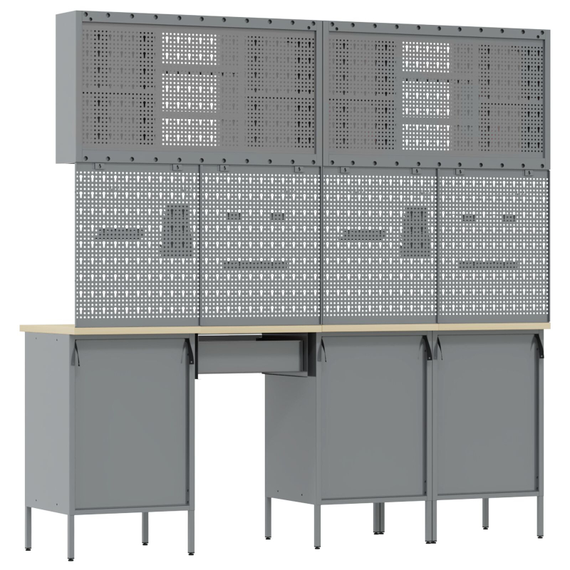 10-teiliges Werkbank-Set aus schwarzem Stahl