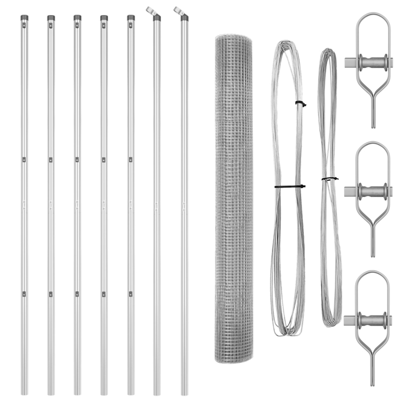 Drahtzaun mit 7 Posten 1,2x10 m Verzinkter Stahl