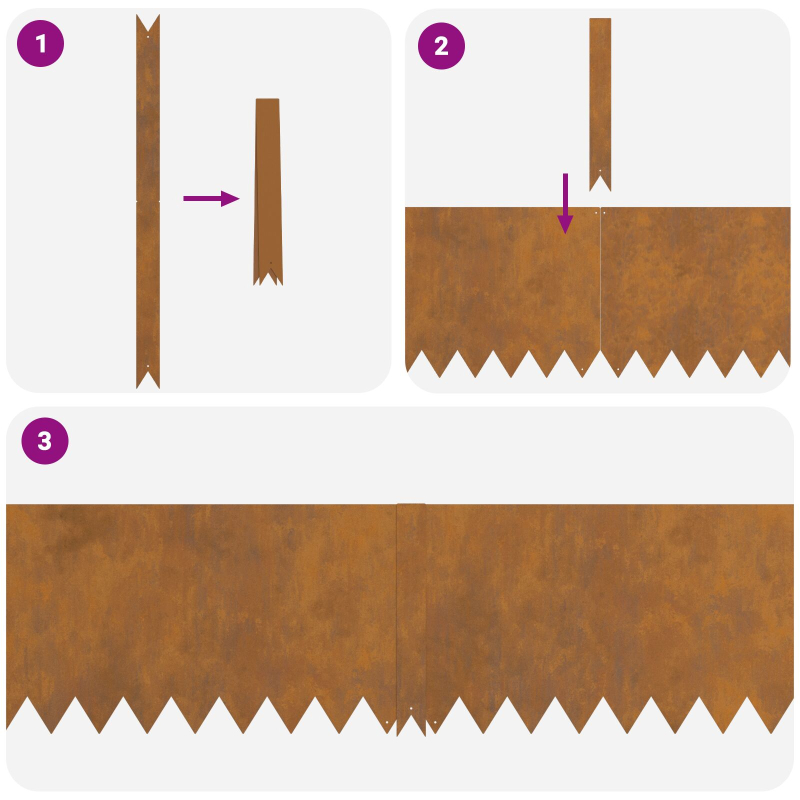 Rasenkanten 20 Stück 100x0.5x30 cm Wetterstahl
