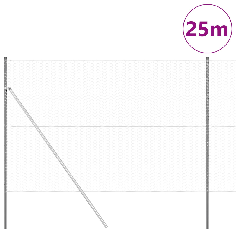 Zaunset Set aus 2 Feuerverzinkter Stahl 25 x 1,5 m Langlebig