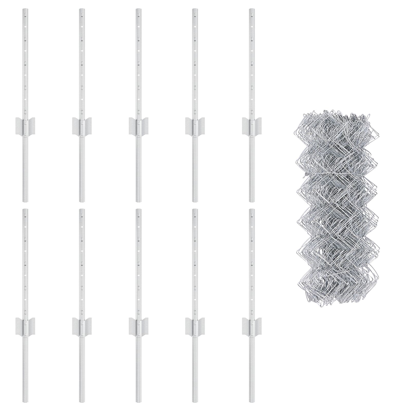 Drahtzaun mit 10 U-Pfosten Silber 0,4 x 10 m Stahl