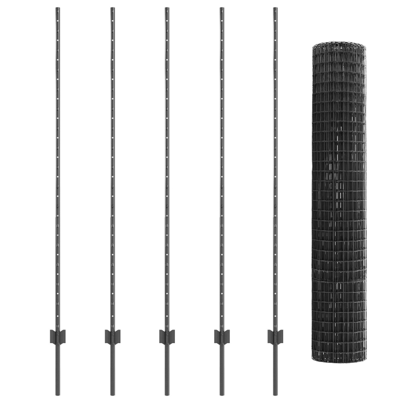 Eurozaun mit 10 U-Posten Grau 1,5x10 m Stahl