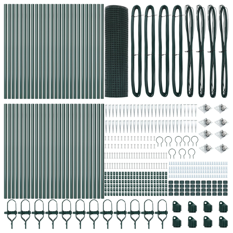 Geschweißter Drahtzaun mit 13 Spike-Posts Grün 1x100 m Stahl