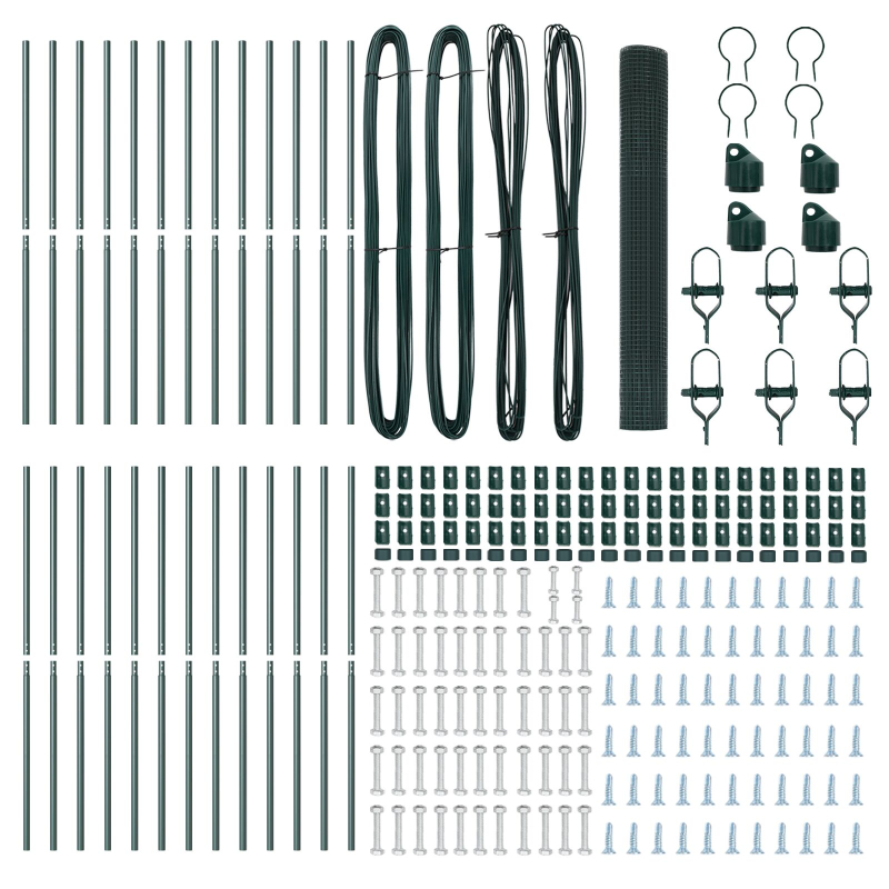 Geschweißter Drahtzaun mit 13 Pfosten Grün 1x50 m Stahl