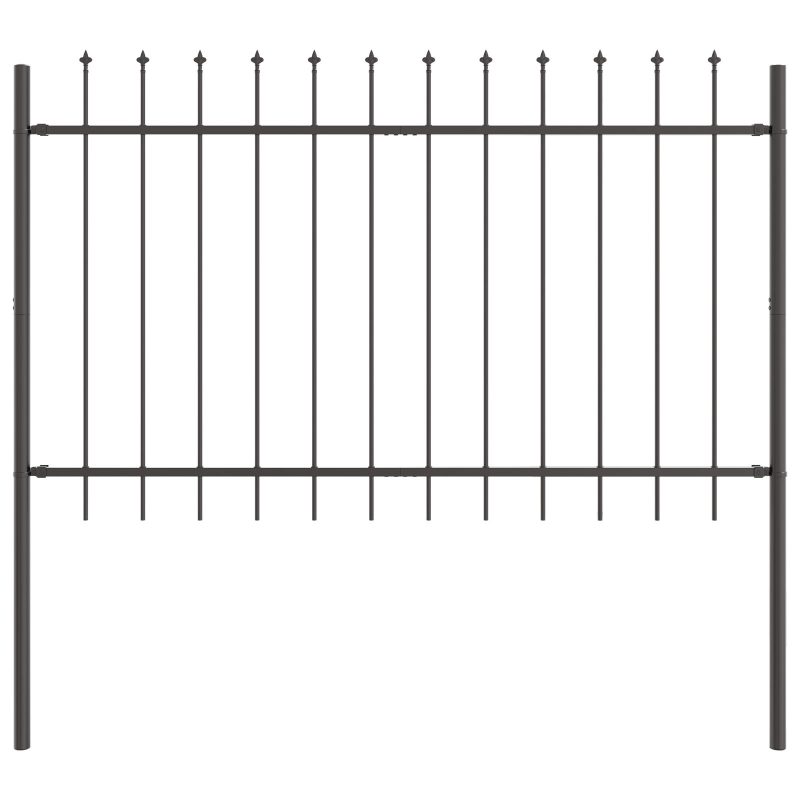 Gartenzaun mit Speerspitze Grau 3,4x0,8 m aus Stahl