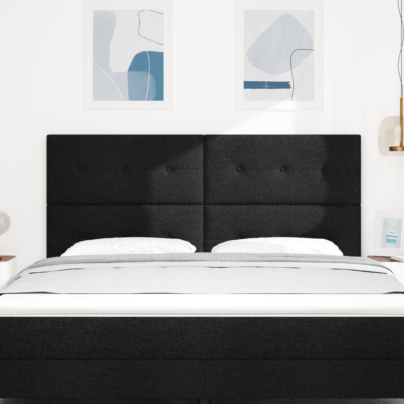 Kopfteil Mit Knopfheftung Schwarz 180 cm Stoff