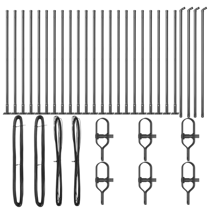 Zaunpfosten Set von 26 Grau Beton, Metall 3,2 x 3,2 x 110 cm