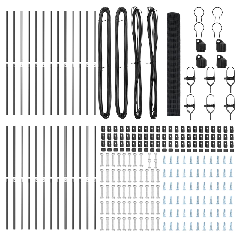 Geschweißter Drahtzaun mit 13 Pfosten Grau 1x50 m Stahl