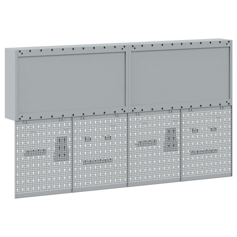 6-teiliges Werkzeugschrank- und Lochplatten-Set wandmontierbar, schwarzes Metall